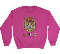 Shopagift African Crowned Lion Crown Flowers Africa Day Kids Sweatshirt Jumper Boys Girls Pink