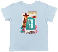 Shopagift African Giraffe Africa Day Traditional Pattern Kids T-Shirt Childrens Tee Boys Girls Light Blue