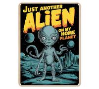 Shopagift Alien on My Home Planet Metal Poster Wall Tin Sign Man Cave Shed Bar Bedroom Home Kitchen - A4