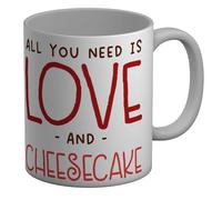 Shopagift All You Need is Love & Cheesecake Mug Funny Baked Dessert White 11oz Large Ceramic Cup
