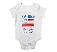 Shopagift America 4th of July Independence Day Baby Vest Bodysuit Gift White