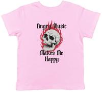 Shopagift Angry Music Makes Me Happy Funny Heavy Metal Kids T-Shirt Childrens Tee Boys Girls Light Pink