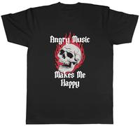 Shopagift Angry Music Makes Me Happy Funny Heavy Metal Mens T-Shirt Tee Black