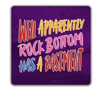Shopagift Apparently Rock Bottom has a Basement 2 Pack Coasters Funny Joke - 9cm x 9cm
