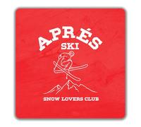 Shopagift Apres Ski 2 Pack Coasters Snow Lovers Club Skiing - 9cm x 9cm