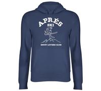 Shopagift Apres Ski Hoodie Unisex Snow Lovers Club Skiing Hoody Hooded Top Navy Blue