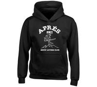 Shopagift Apres Ski Kids Hoodie Snow Lovers Club Skiing Hoody Hooded Top Boys Girls Black