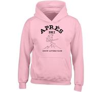 Shopagift Apres Ski Kids Hoodie Snow Lovers Club Skiing Hoody Hooded Top Boys Girls Pink