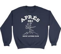 Shopagift Apres Ski Kids Sweatshirt Snow Lovers Club Skiing Jumper Boys Girls Navy Blue