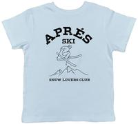 Shopagift Apres Ski Kids T-Shirt Snow Lovers Club Skiing Childrens Tee Boys Girls Light Blue