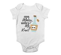 Shopagift Arrr Matey Pirate Baby Vest Where's Me Rum? Funny Bodysuit Boys Girls