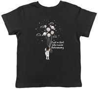 Shopagift Astronomy Space Kids T-Shirt Just a Girl who Loves Astronomy Childrens Tee Boys Girls Black