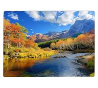 Shopagift Autumn Valley Scenery Glass Chopping Board Large Kitchen Worktop Saver 39cm x 28cm