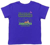 Shopagift Awesome and Amazing Zookeeper Kids T-Shirt Wildlife Forest Zoologist Childrens Tee Boys Girls Blue