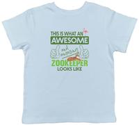 Shopagift Awesome and Amazing Zookeeper Kids T-Shirt Wildlife Forest Zoologist Childrens Tee Boys Girls Light Blue