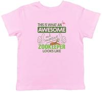 Shopagift Awesome and Amazing Zookeeper Kids T-Shirt Wildlife Forest Zoologist Childrens Tee Boys Girls Light Pink