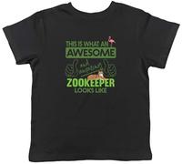 Shopagift Awesome and Amazing Zookeeper Kids T-Shirt Wildlife Forest Zoologist Childrens Tee Boys Girls Black