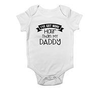 Shopagift Baby - I've Got More Hair Than My Daddy Baby Vest Bodysuit White