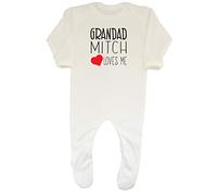 Shopagift Baby Personalised Any Name My Grandad Loves Me Grow Romper Suit White