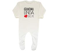 Shopagift Baby Personalised Any Name My Grandma Loves Me Sleepsuit Romper White