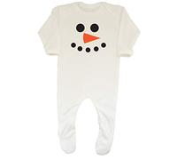 Shopagift Baby Snowman Face Grow Romper Suit White