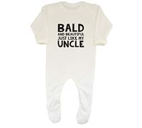 Shopagift Bald and Beautiful Just Like My Uncle Cute Baby Romper White