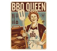Shopagift BBQ Queen Barbecue Grill Metal Poster Wall Tin Sign Man Cave Shed Bar Bedroom Home Kitchen - A5