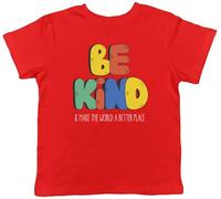 Shopagift Be Kind & Make The World a Better Place Kindness Kids T-Shirt Childrens Tee Boys Girls Red