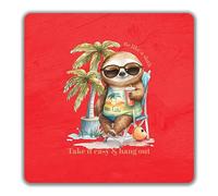Shopagift Be like a Sloth 2 Pack Coasters Take it Easy and Hang Out Gift - 9cm x 9cm
