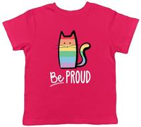 Shopagift Be Proud Cat Pride Month Kids T-Shirt Gay LGBTQ+ Kitten Rainbow Childrens Tee Boys Girls