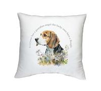 Shopagift Beagle Cushion Cover Pet Dog Lover Guardian Angel Gift Bedroom Lounge Accessory - 40cm x 40cm