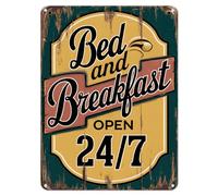 Shopagift Bed and Breakfast Open 24 7 Metal Poster Wall Tin Sign Man Cave Shed Bar Bedroom Home Kitchen - A5