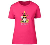 Shopagift Bee Kind Womens T-Shirt Garden Gonk Gnome Bumblebee Ladies Tee Gift Pink