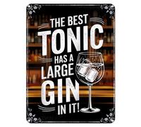 Shopagift Best Tonic Has a Large Gin Metal Poster Wall Tin Sign Man Cave Shed Bar Bedroom Home Kitchen - A3