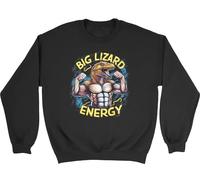 Shopagift Big Lizard Energy Kids Sweatshirt Komodo Dragon Power Jumper Boys Girls Black
