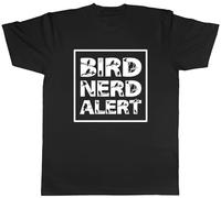 Shopagift Bird Watching Mens T-Shirt Bird Nerd Alert Funny Tee Black