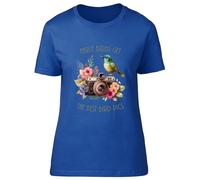 Shopagift Bird Watching Womens T-Shirt Early Birds get The Best Bird Pics Ladies Tee Blue