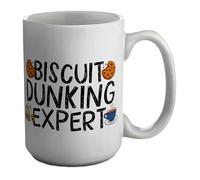 Shopagift Biscuit Dunking Expert Funny Tea Lover Mug White 15oz Large Ceramic Cup