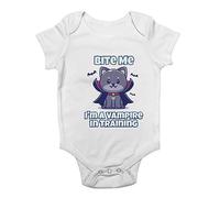 Shopagift Bite Me Halloween Baby Vest I'm a Vampire in Training Bodysuit Gift White