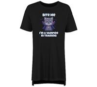 Shopagift Bite Me Halloween Women's Nightie I'm a Vampire in Training Night Shirt Black