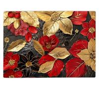 Shopagift Black Red Gold Floral Leaf Glass Chopping Board Large Kitchen Worktop Saver 39cm x 28cm