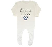 Shopagift Bonnie Lass Scotland Scottish Flag Love Heart Baby Grow Romper Suit Boys Girls White