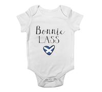 Shopagift Bonnie Lass Scotland Scottish Flag Love Heart Baby Grow Vest Bodysuit Boys Girls