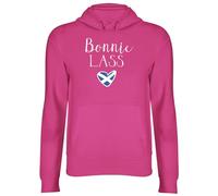 Shopagift Bonnie Lass Scotland Scottish Flag Love Heart Hoodie Unisex Hoody Hooded Top Pink