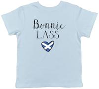 Shopagift Bonnie Lass Scotland Scottish Flag Love Heart Kids T-Shirt Childrens Tee Boys Girls Light Blue