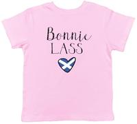 Shopagift Bonnie Lass Scotland Scottish Flag Love Heart Kids T-Shirt Childrens Tee Boys Girls Light Pink