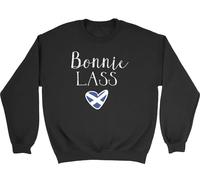 Shopagift Bonnie Lass Scotland Scottish Flag Love Heart Sweatshirt Unisex Jumper
