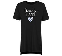 Shopagift Bonnie Lass Scotland Scottish Flag Love Heart Women's Nightie Night Shirt Black
