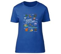 Shopagift Bonnie Scotland Scottish Love Patriotic Womens T-Shirt Ladies Tee Blue