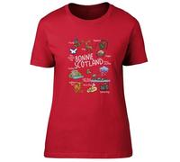 Shopagift Bonnie Scotland Scottish Love Patriotic Womens T-Shirt Ladies Tee Red